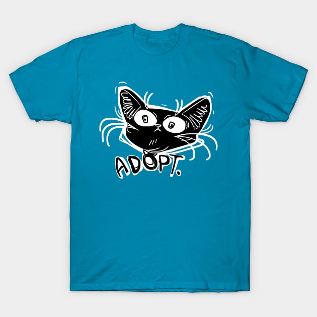 ADOPT funny black cat stare T-Shirt by Angsty-angst